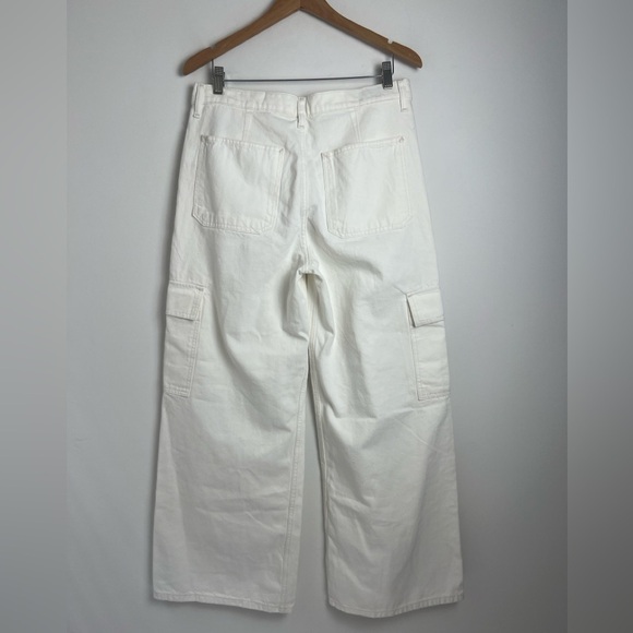 GAP Women's Ecru Wide Baggy Low Rise Cargo Jeans 100% Cotton Loose Size 31 - Picture 12 of 14